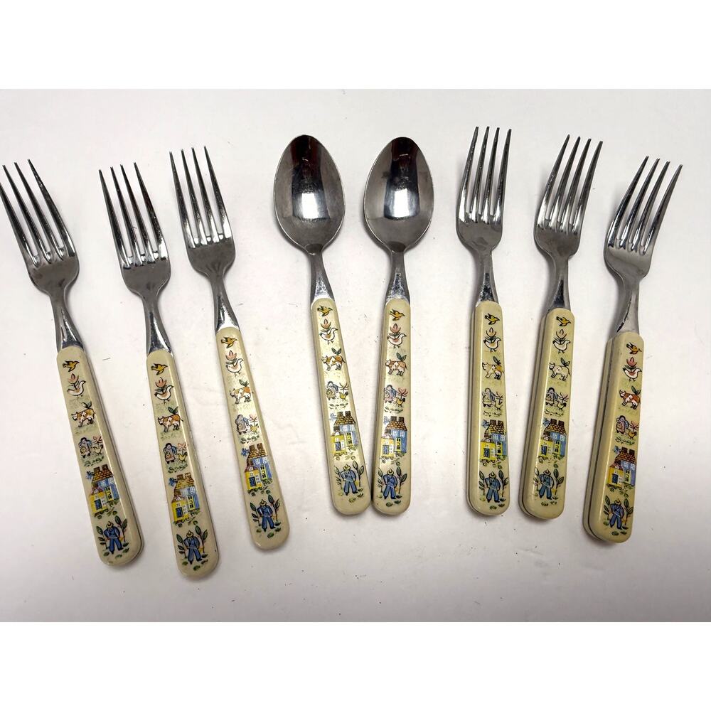 Heartland Flatware Fork Spoon Lot 8 Piece Farm Country Replacement International